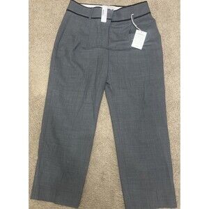 J CREW NEW Sz 8 Gray Crochet Trimmed Pleated Trouser Pants Ankle Crop AQ778